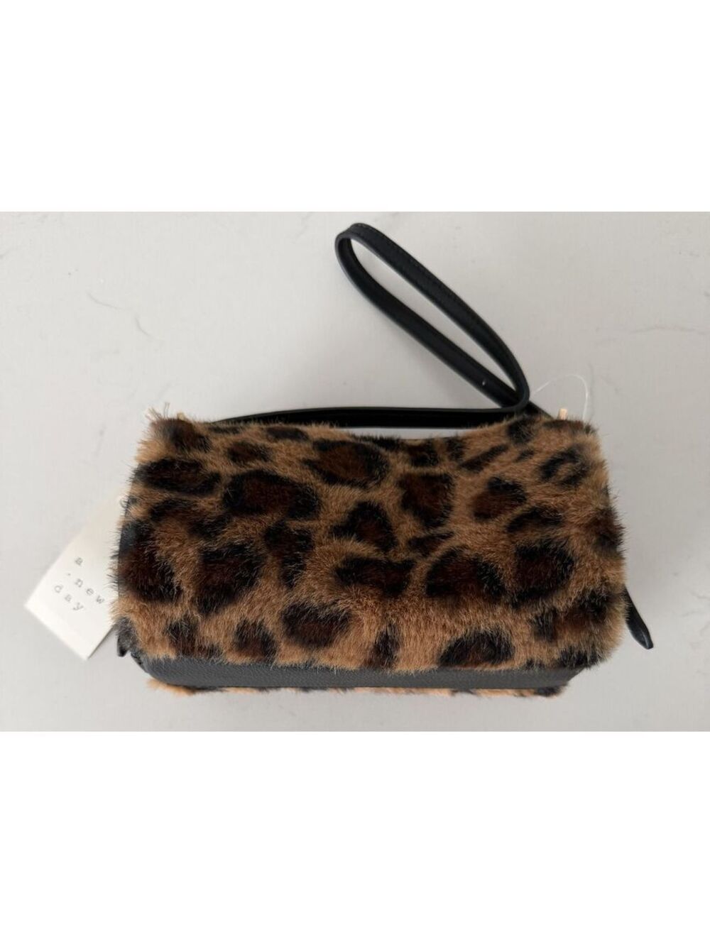 A New Day Faux Fur Leopard Print Shoulder Handbag - Picture 2 of 5